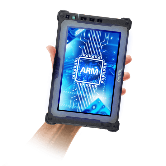 Getac ZX80W 8" rugged Windows tablet, hot-swappable battery (Z8A7WXGI27XX) – held in hand