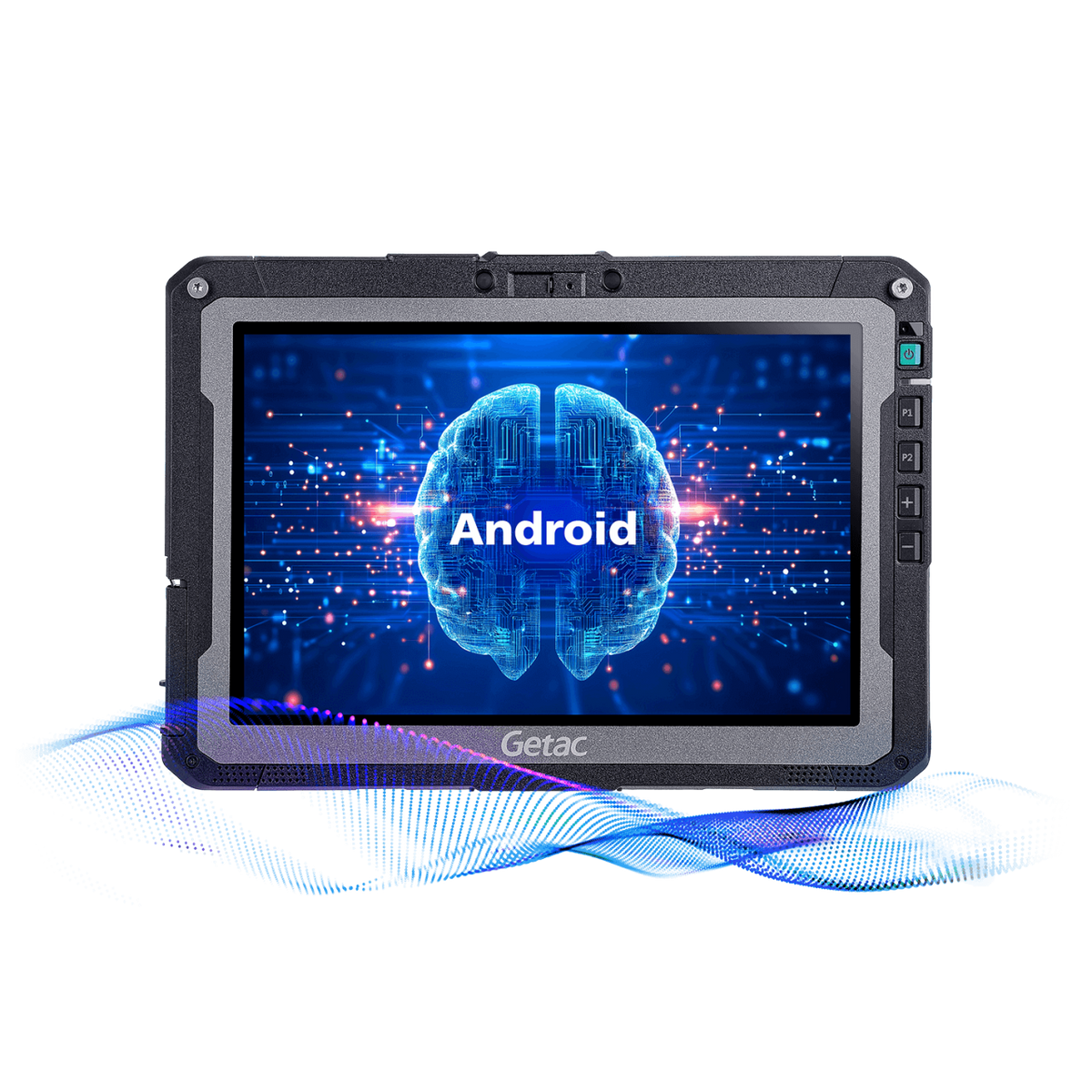 Getac ZX10 G2 10.1" rugged Android tablet with 1D/2D barcode reader (Z8A1KZW85ABX) – front view with Android screen