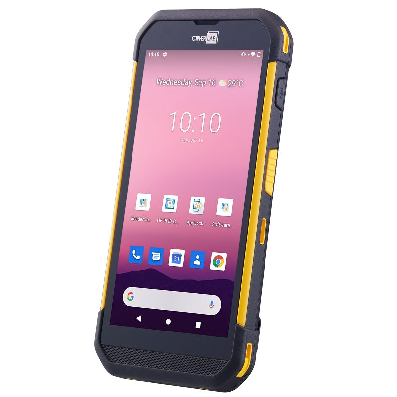 CipherLab RS35 Android touch mobile computer, Wi-Fi + 4G LTE, 2D imager SE4770 (AS35E4RF1NSG1) – angled view