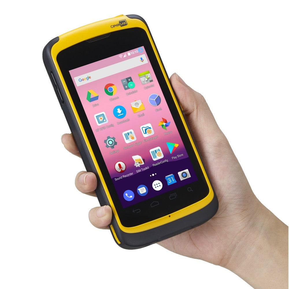 CipherLab RS51 rugged Android touch mobile computer, Wi-Fi + 4G LTE, 2D imager, UK power supply (AS51E2BG5Q401) – in hand