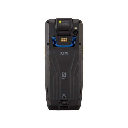 M3 Mobile SL20K rugged Android keypad mobile computer, 4" display, 30-key function-numeric keypad, SE4710 2D imager, 4G (L2KX4C-T2CWAS-HF-01) – back view