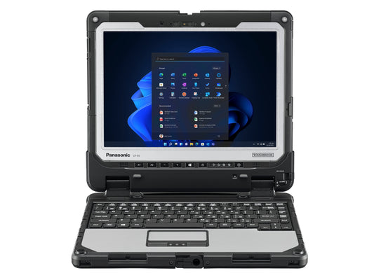 Panasonic TOUGHBOOK 33 mk4 fully rugged 12-inch 2-in-1 tablet with detachable German (QWERTZ) keyboard (CF-339AAACBG) – front view in laptop mode