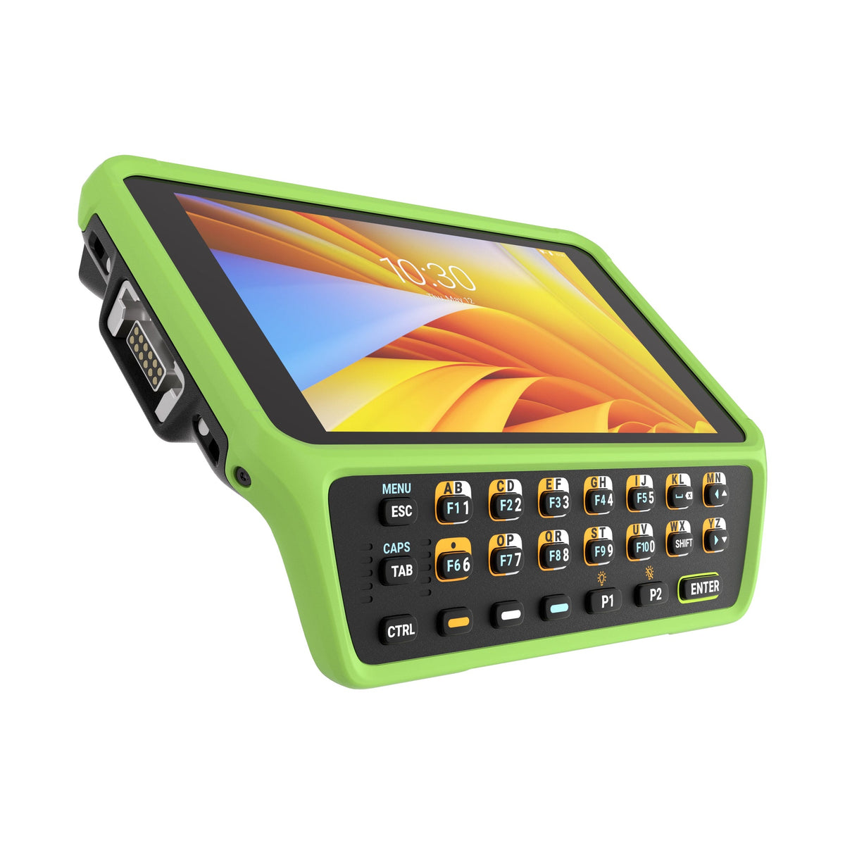 Zebra WT6400 wearable wrist computer, 23-key function alphanumeric keypad (WT0-WT64B-K6DCE2A6) – angled view of keypad